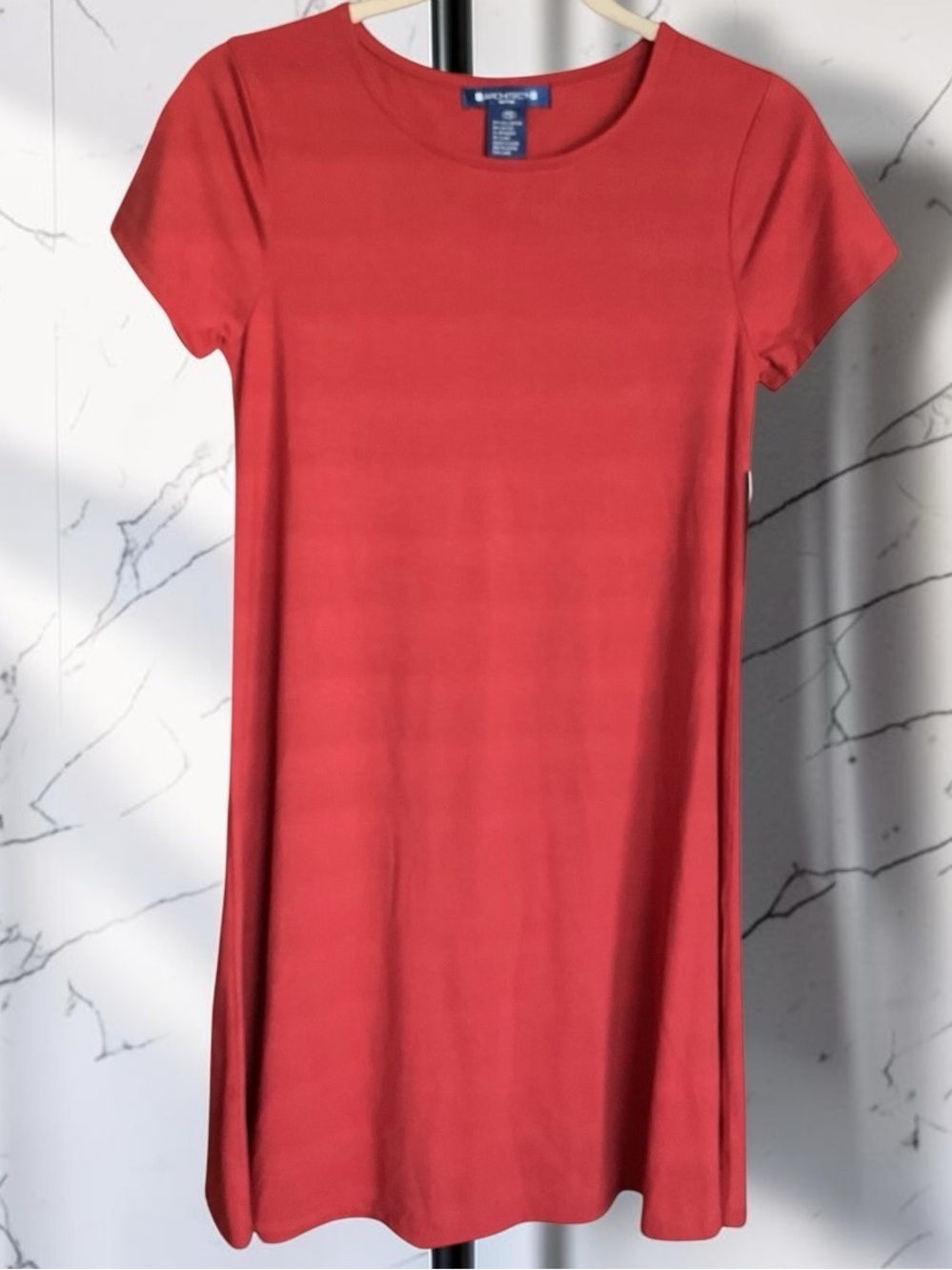 Architect Coral Red Short Sleeve A-Line Dress, P2P:16-18”, L:33”, NWT